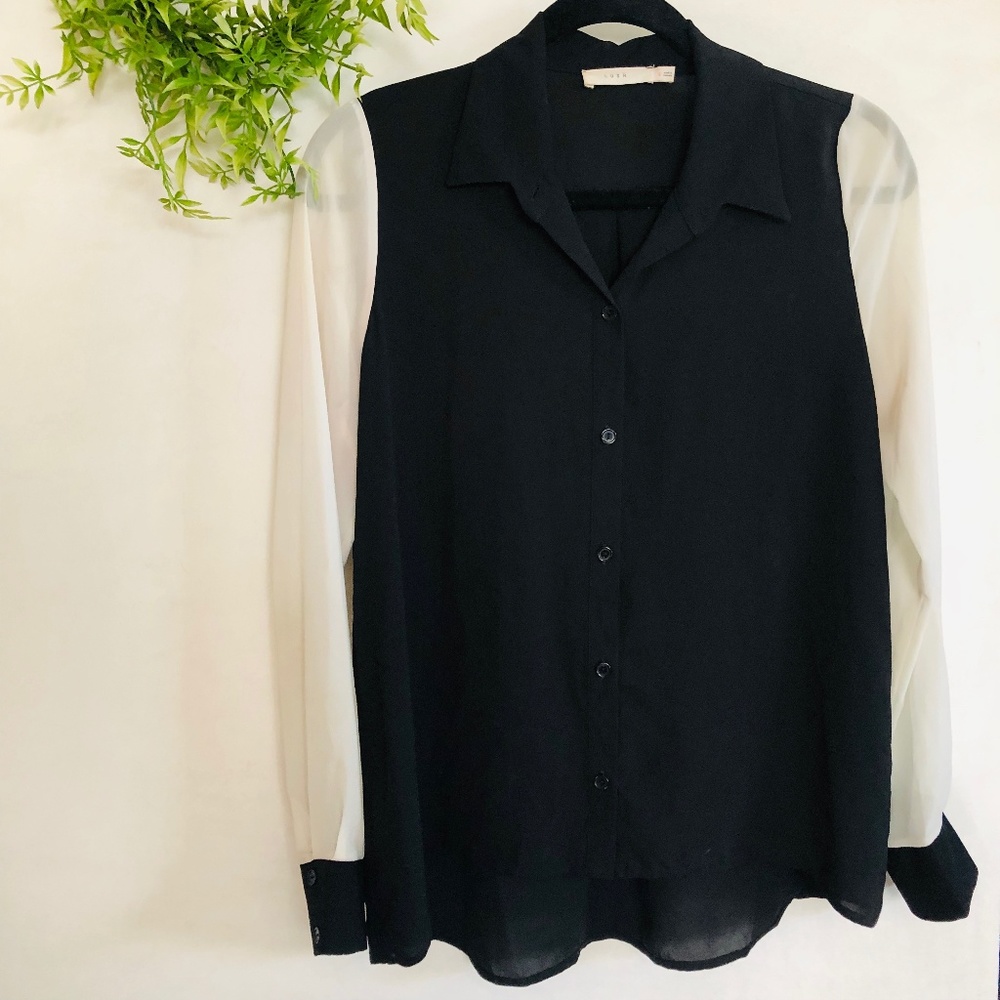 Lush | Colorblock Button Up Blouse Size Small “G”